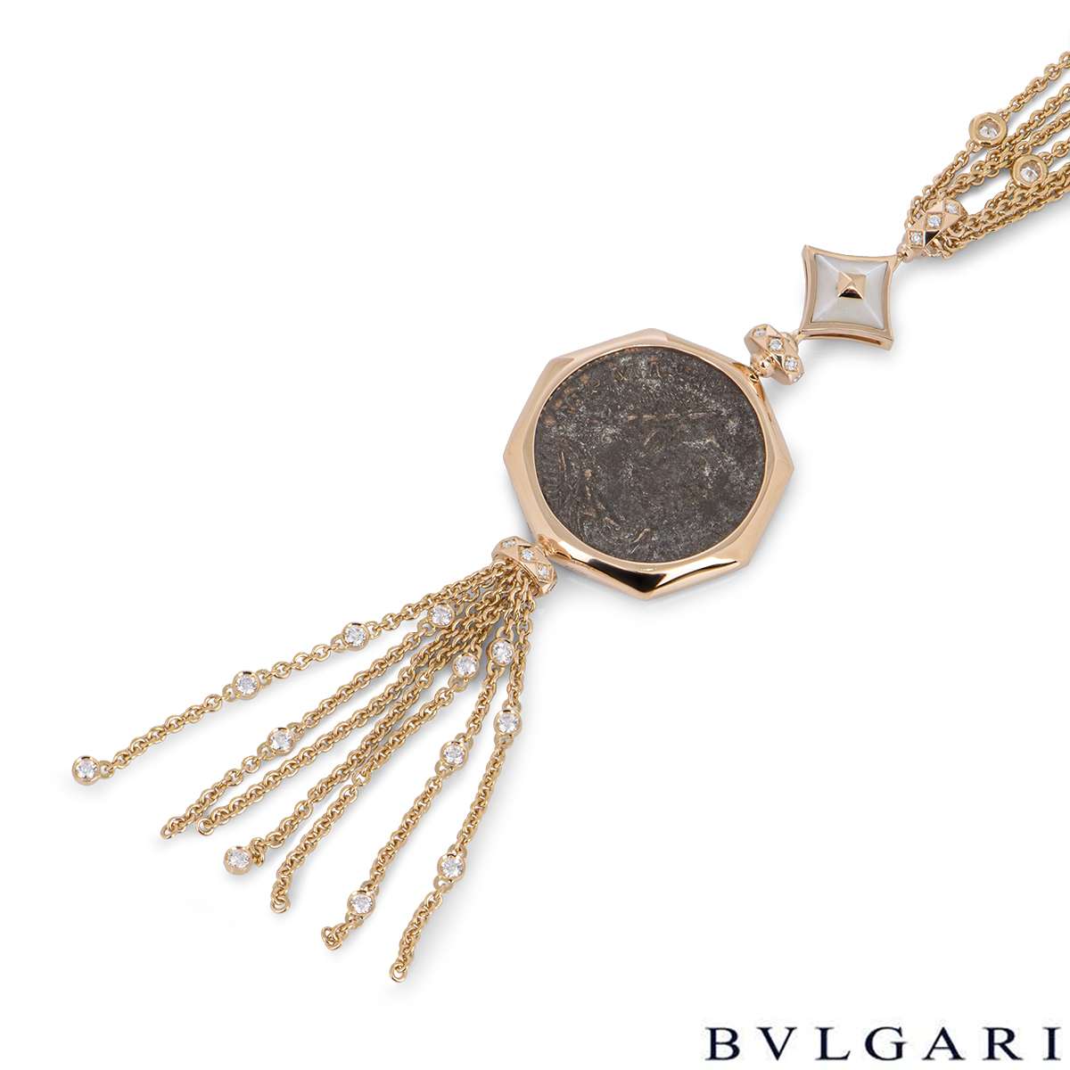 Bvlgari Rose Gold Diamond & Mother of Pearl Monete Necklace 355982